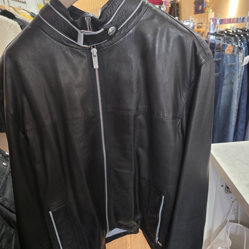 Zara Black Leather Varsity Jacket